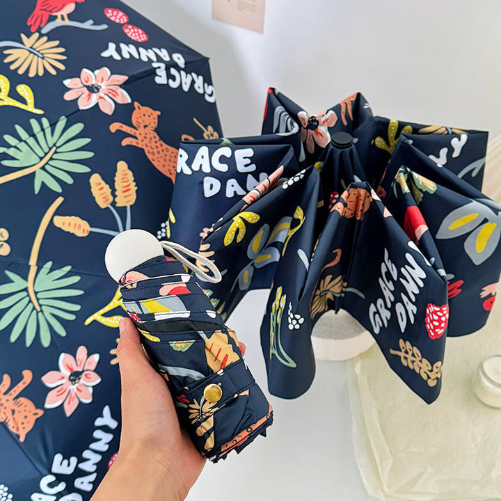 Women Folding Umbrella with Striking Flower Pattern Kalsten