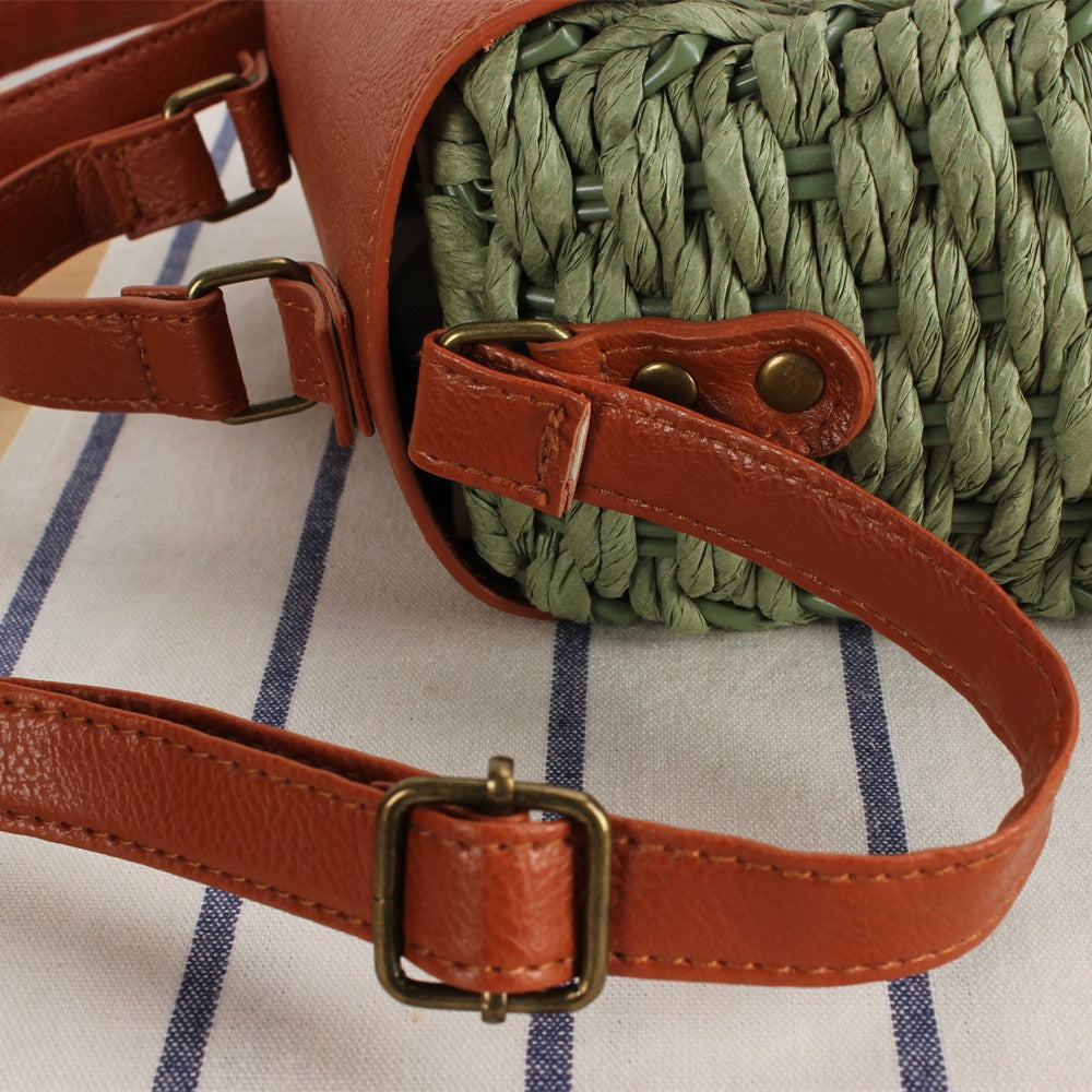 Handbag with Elegant Leather Lid and Woven Design Kalsten