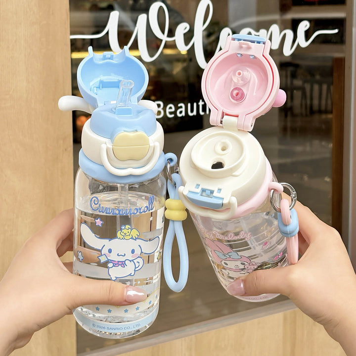 Ladies water bottle with interactive lid and cute Pochacco design Kalsten