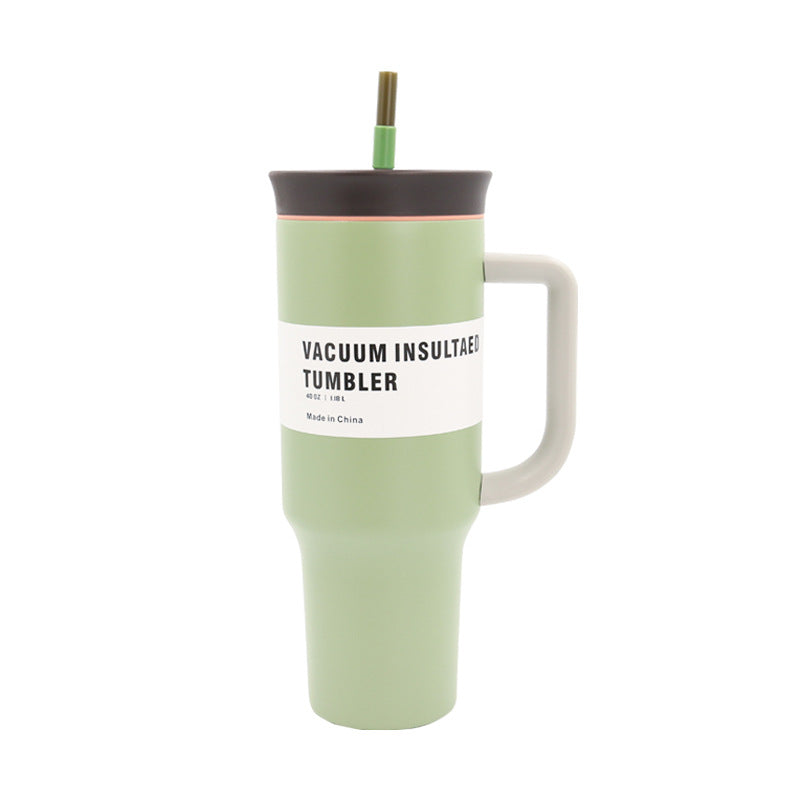 Women's Vacuum-Insulated Drinking Cup with Handle and Straw Kalsten
