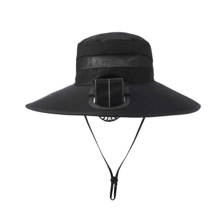 wide-brimmed outdoor sun hat with solar module, quiet mini fan, and adjustable chin strap Kalsten