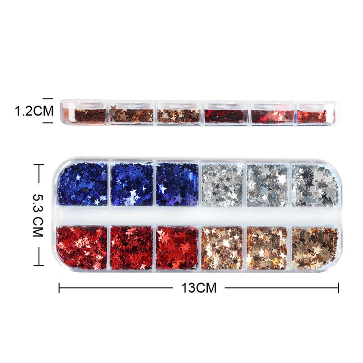 Women's nan star-shaped nail art glitter sequin mix kit for gel and acrylic application Kalsten