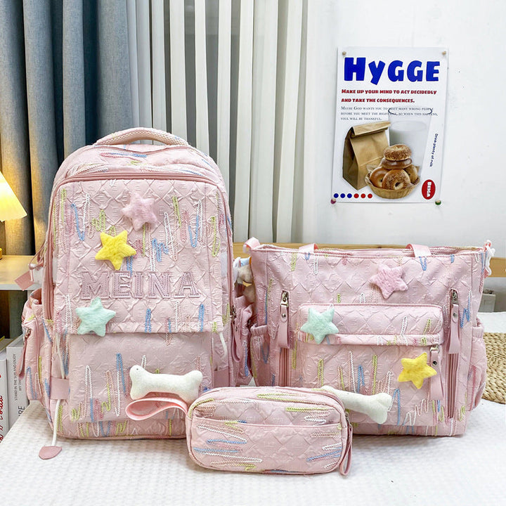 Cute Quilted School Backpack and Tote Set Kalsten