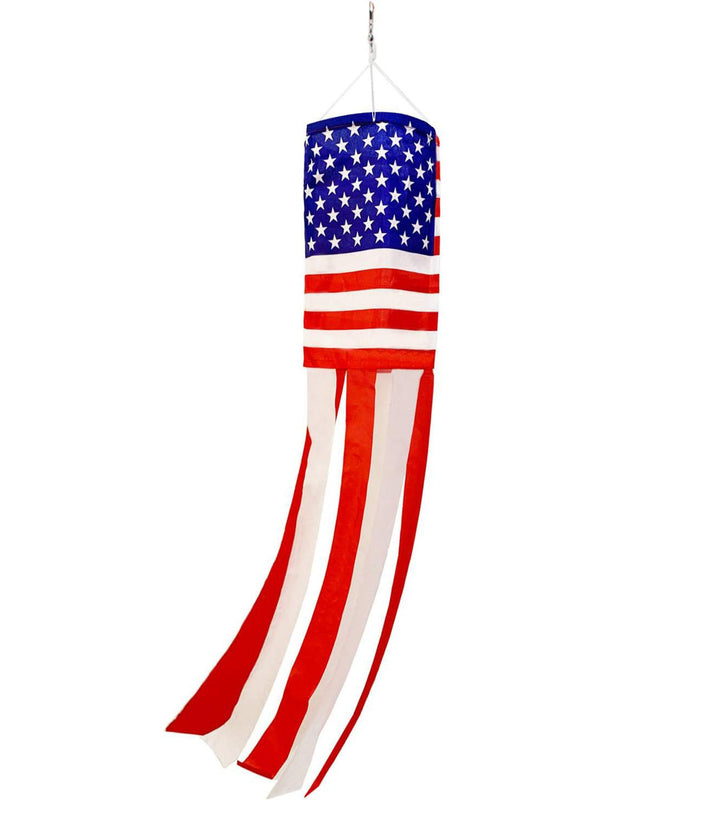 Unisex nan patriotic windsock wind flag with long ribbons for outdoor hanging Kalsten