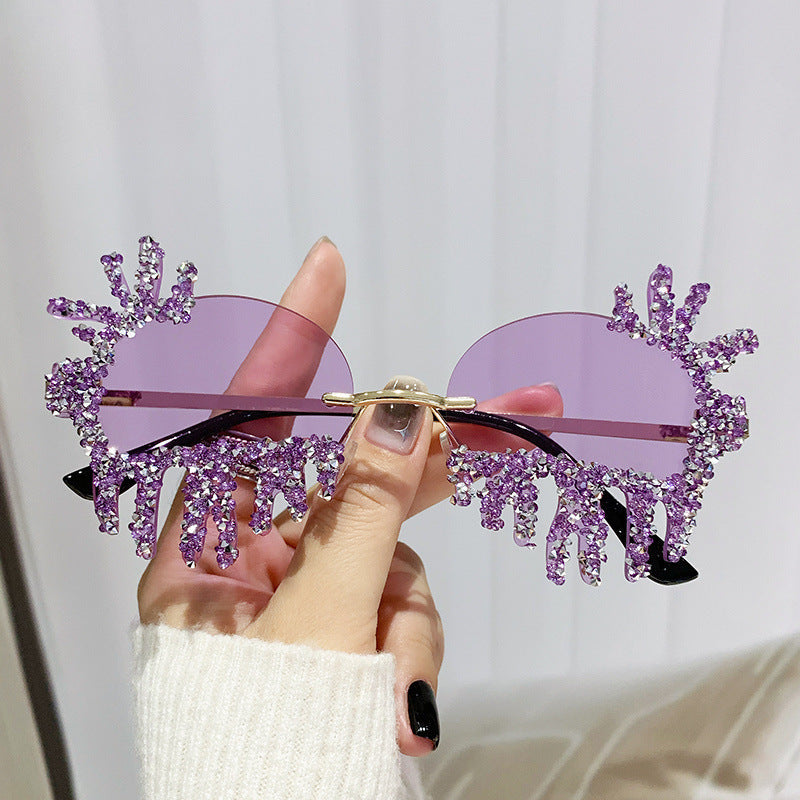 Women Extravagant Sunglasses with Sparkling Rhinestone Decorations Kalsten