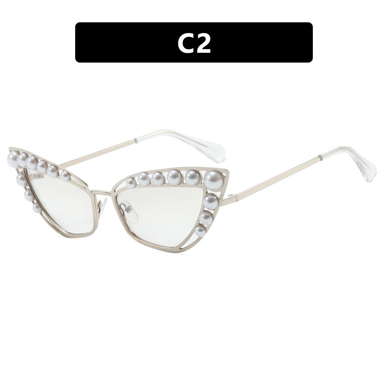 Ladies Cat-Eye Sunglasses with Exclusive Pearl Tip Frame Kalsten