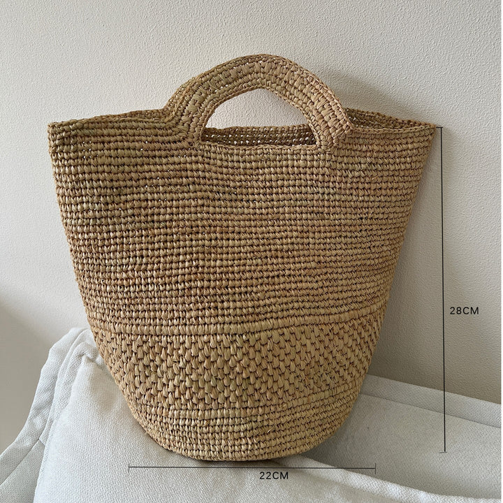 Handmade straw bag with fashionable striped pattern Kalsten