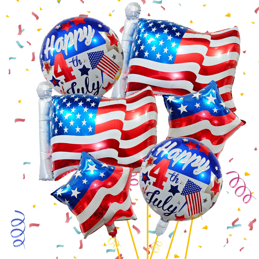Unisex large foil balloon in USA flag shape with self-sealing valve and reusable Kalsten