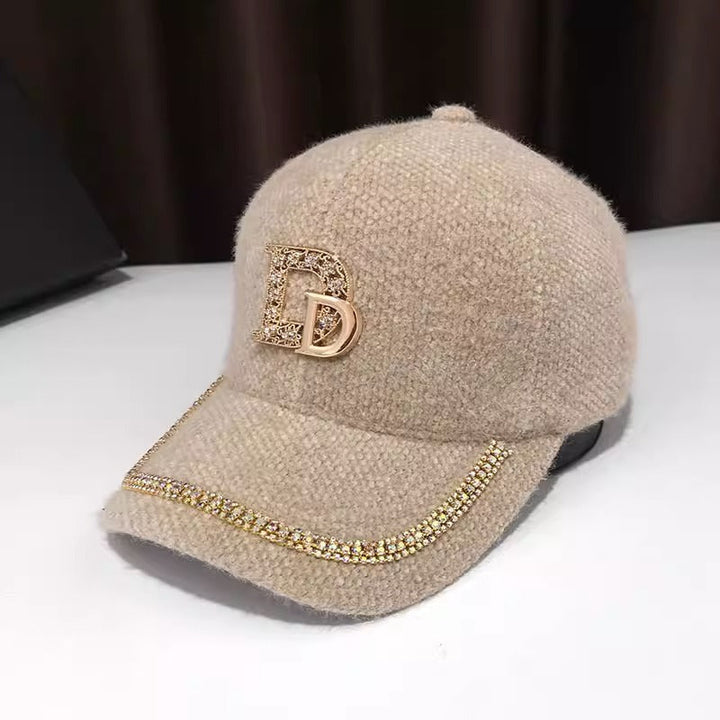 Women's Luxurious Embellished Wool Baseball Cap Kalsten
