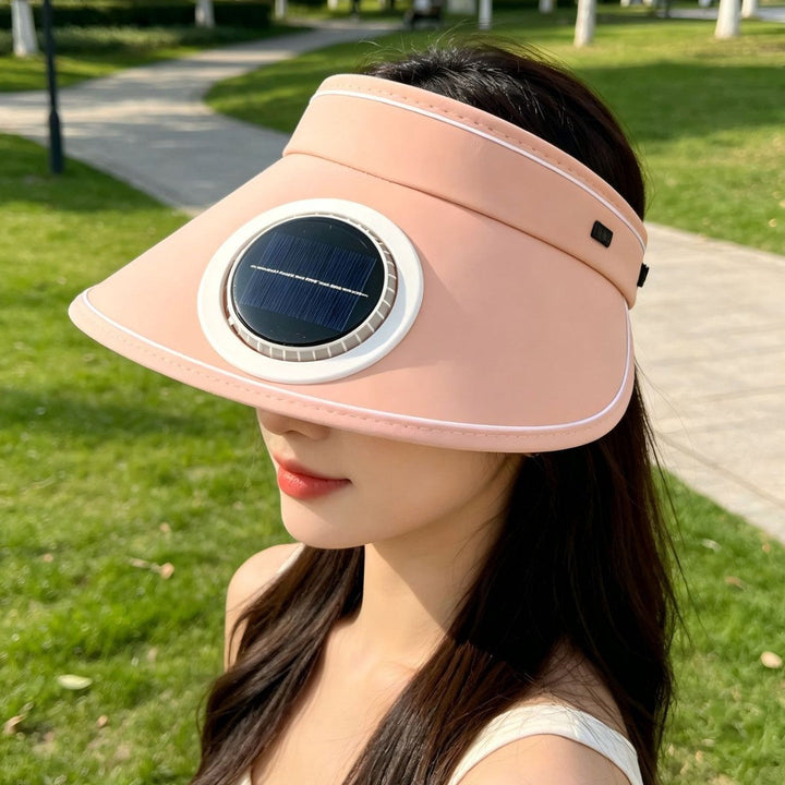 Lightweight foldable sunshade with integrated solar module and quiet fan Kalsten