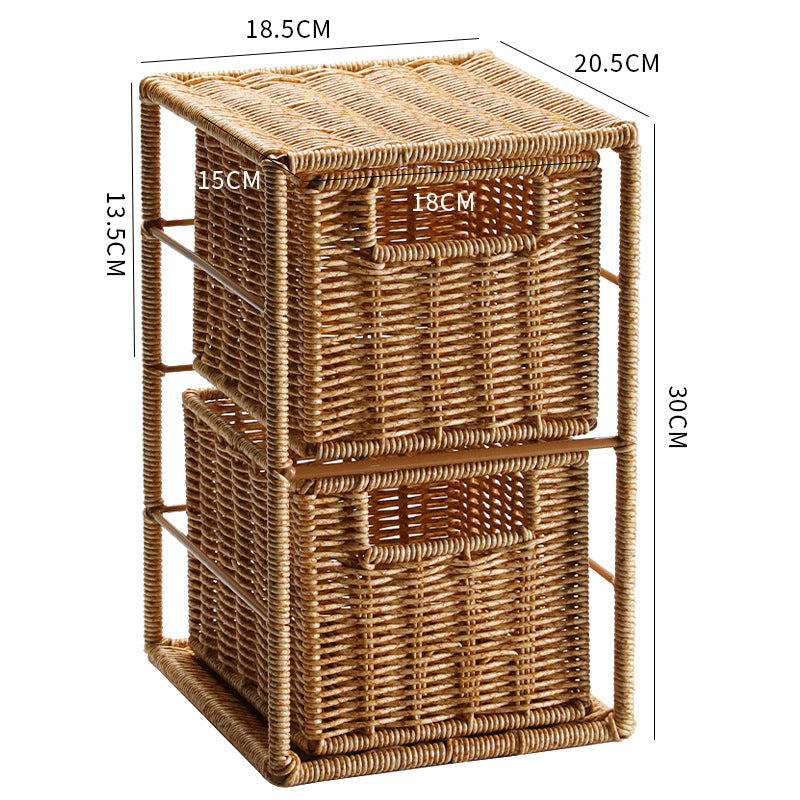Unisex Stackable Storage Basket with Two Compartments Made of Natural Material Kalsten