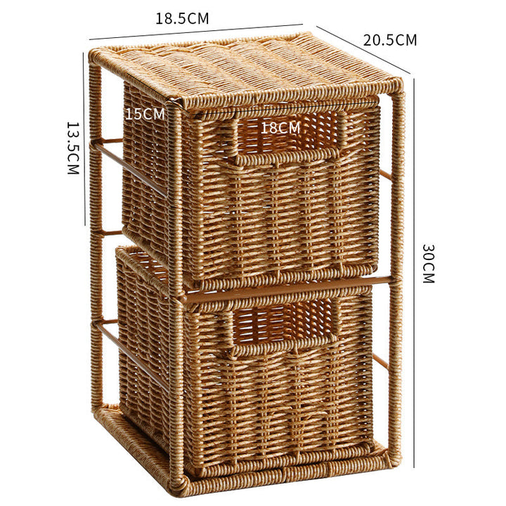 Unisex Stackable Storage Basket with Two Compartments Made of Natural Material Kalsten