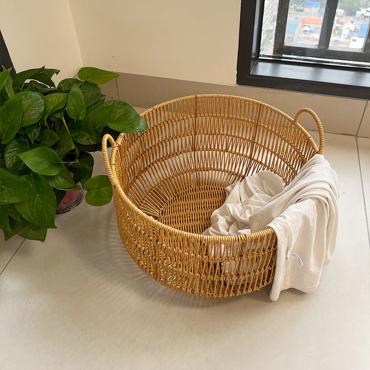 Women Round Braided Laundry Basket Kalsten