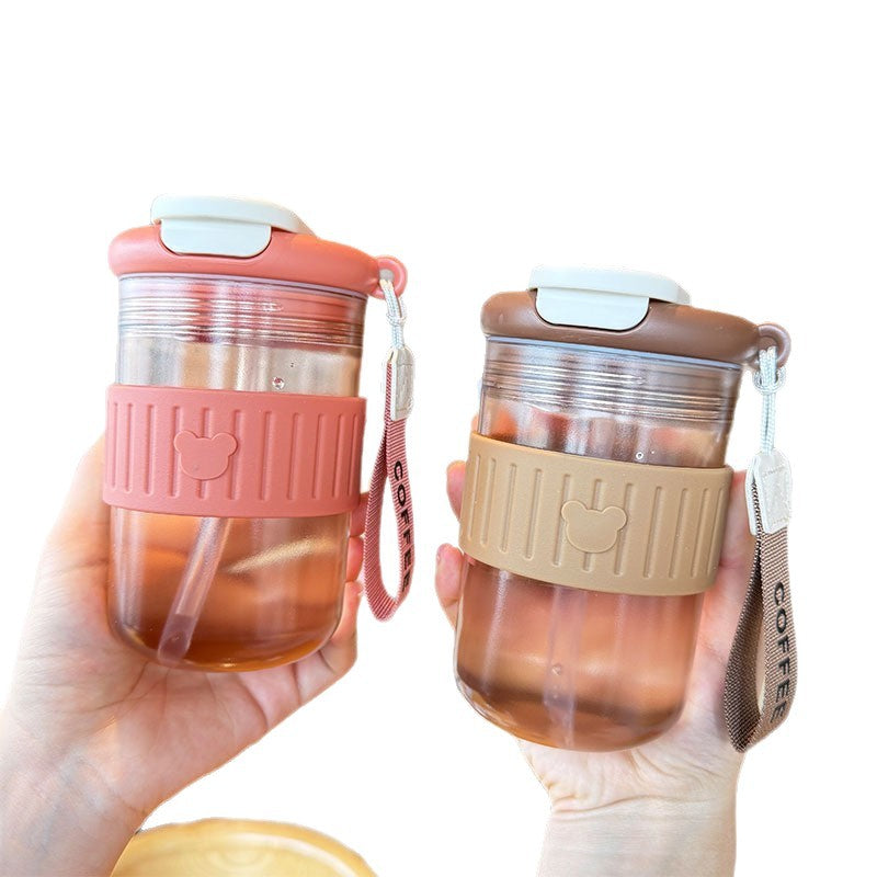 Women insulated drinking bottle with non-slip silicone ring and integrated straw Kalsten