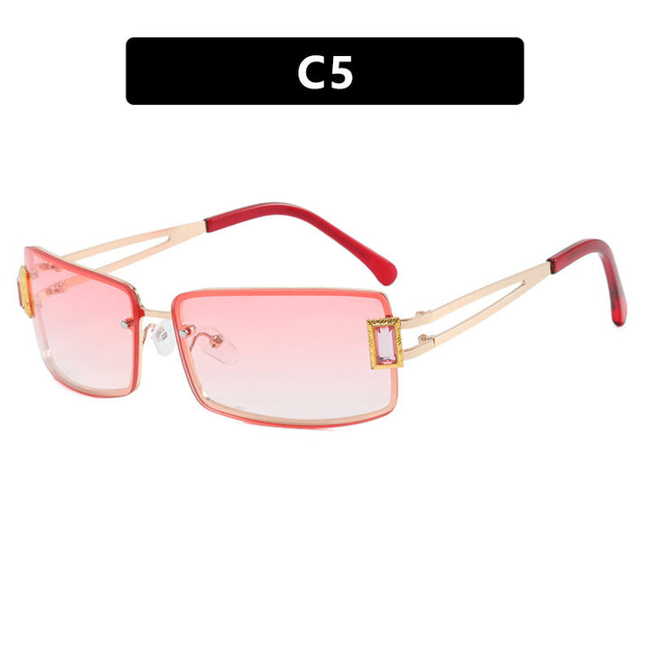 Ladies stylish sunglasses with elegant trapezoidal lenses and filigree metal frame Kalsten