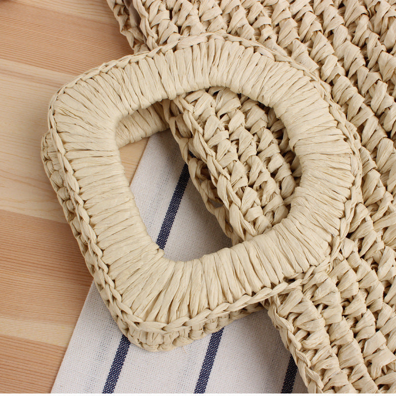 Handmade straw shoulder bag with square handle Kalsten