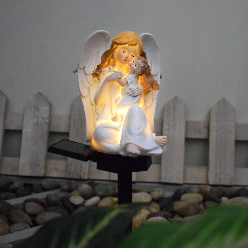 Decorative Solar Garden Stake Statue Resin Girl Figurine With Integrated Solar LED And Weatherproof Spike Kalsten