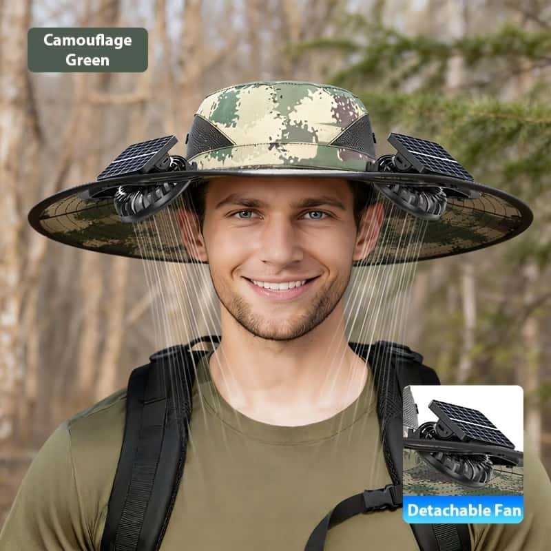 UV-Protect-Sun Hat with removable face and neck protection, integrated solar fan and breathable mesh Kalsten