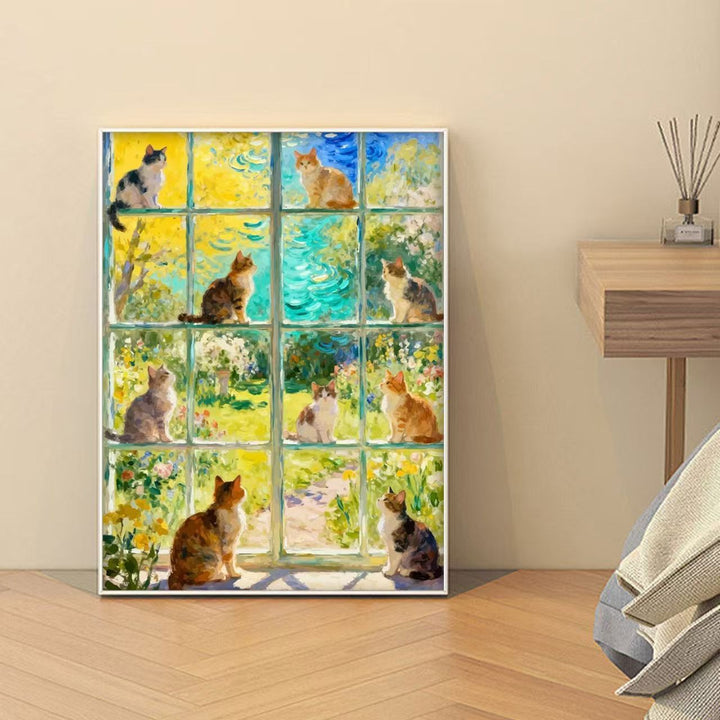Floral Cat Illustration Canvas Art Kalsten
