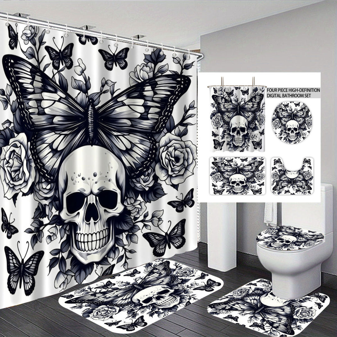 Artistic Skull and Floral Themed Bathroom Set Kalsten