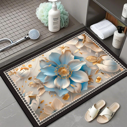 Floral Patterned Comfort Bath Mat Acalora
