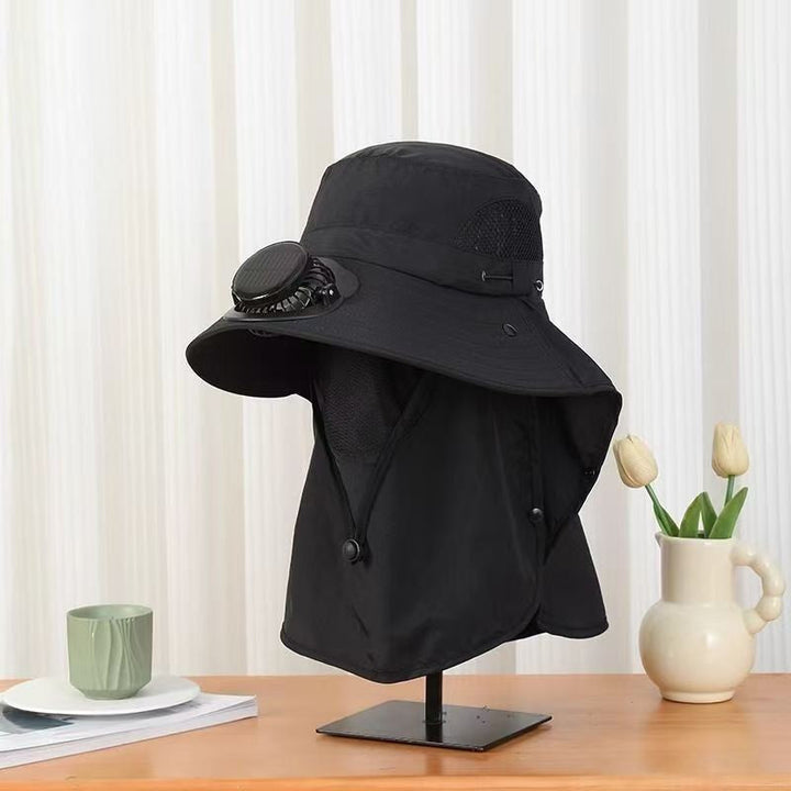 UV-Protect-Sun Hat with removable face and neck protection, integrated solar fan and breathable mesh Kalsten
