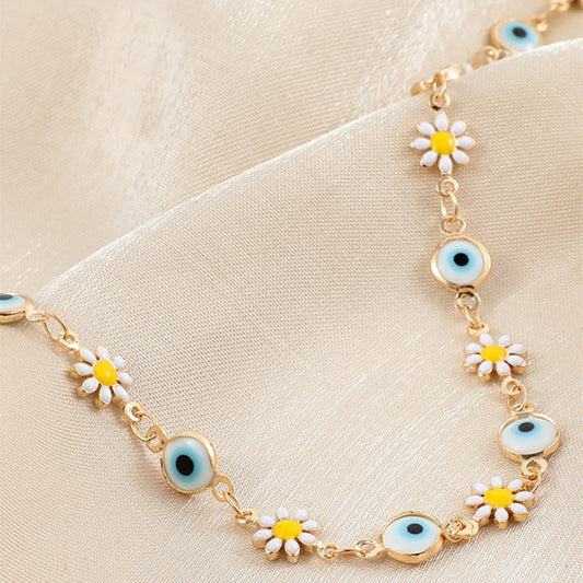 Flower and Eye Charm Bracelet Acalora