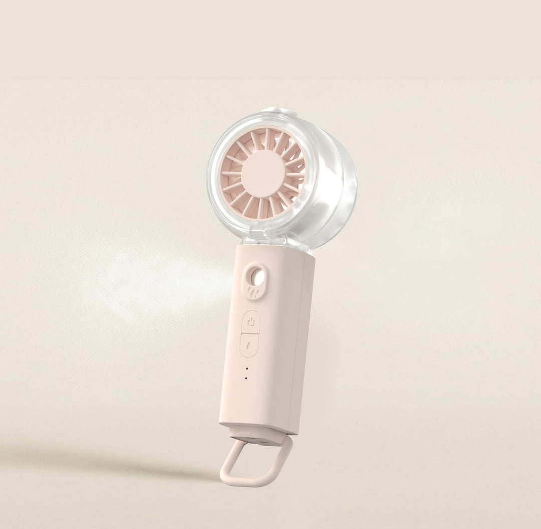 Cooling portable rechargeable handheld misting fan with foldable loop and adjustable multi-speed control Kalsten