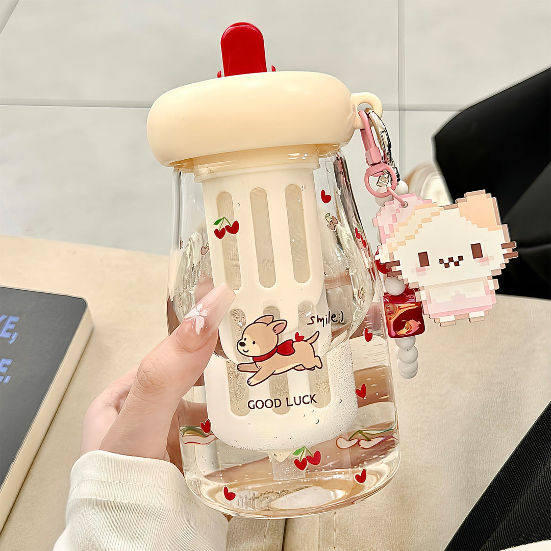 Ladies drinking container with unique design and integrated straw Kalsten