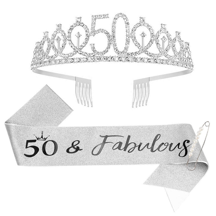 Ladies Sparkling Tiara with personalized 80th Birthday Inscription Kalsten