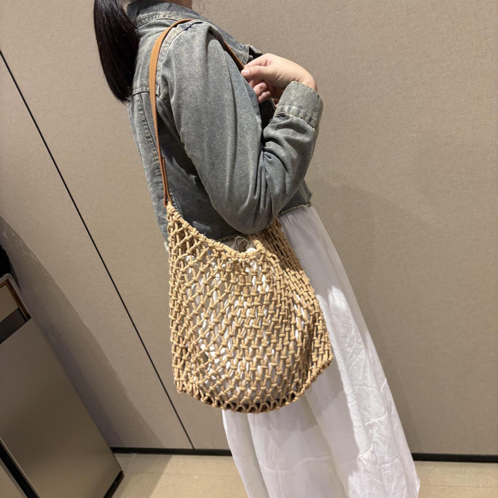 Elegant mesh bag with leather handles Kalsten