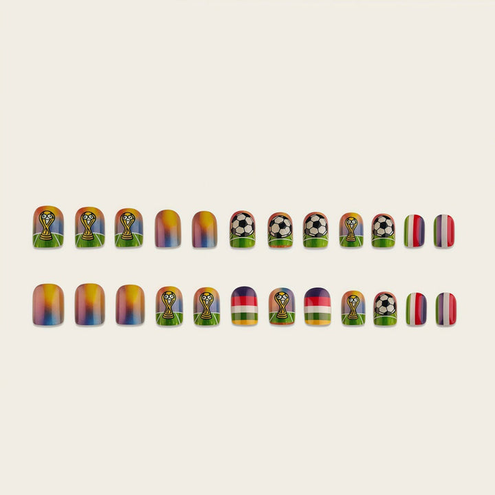 Artificial nails with soccer motif and glitter effects Kalsten
