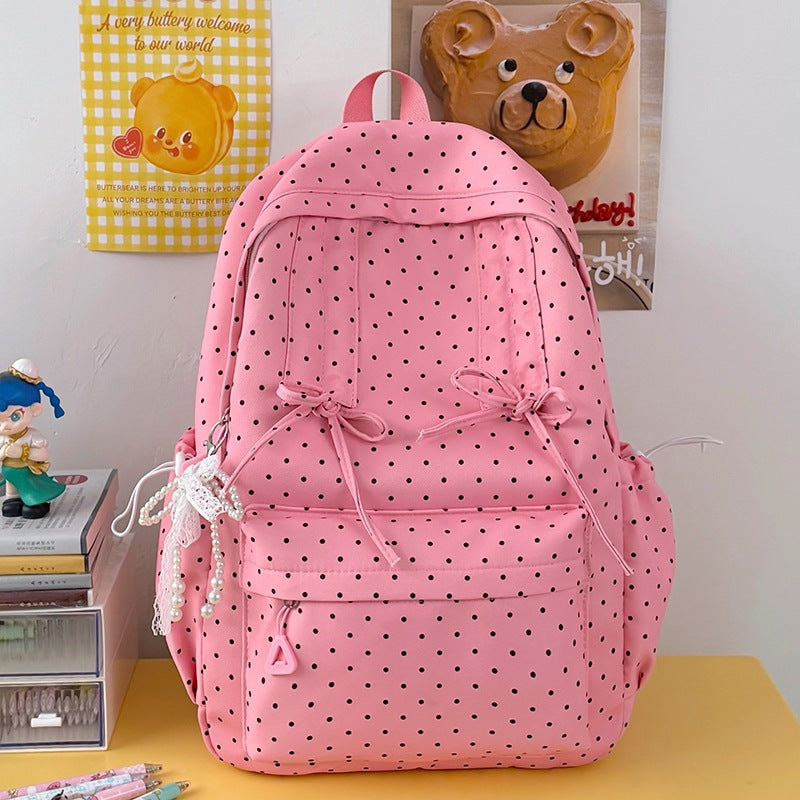 Casual Polka Dot Patterned School Backpack