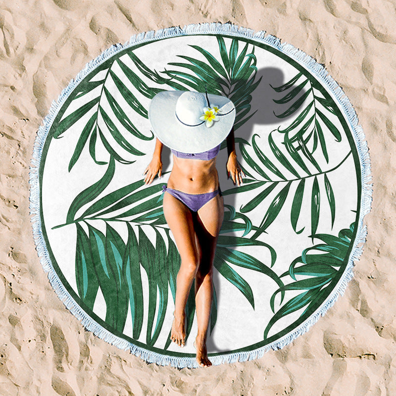 round beach towel with cheerful palm motif Kalsten