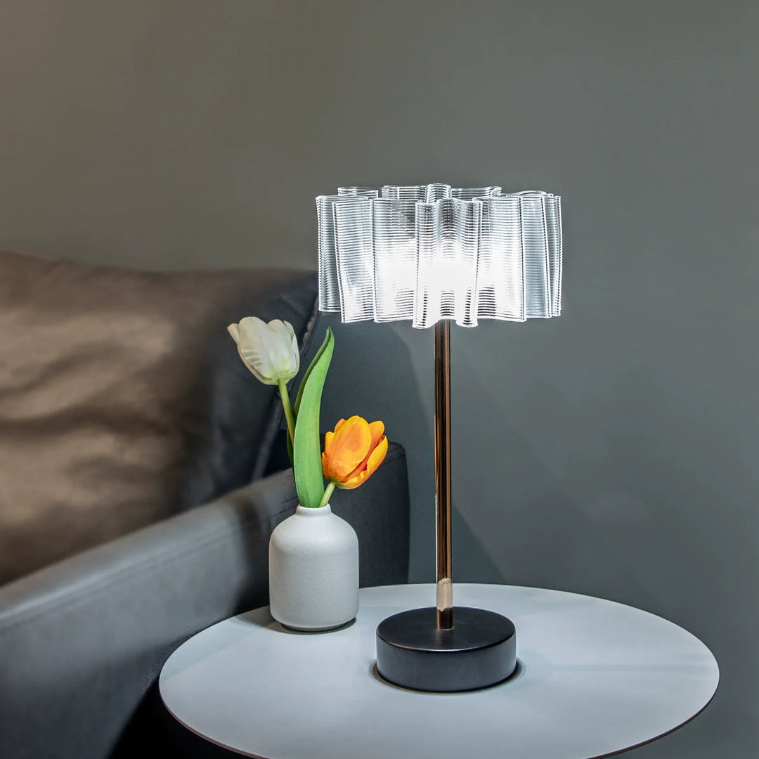 Pleated Full-Aluminum Rechargeable Table Lamp | Kalsten