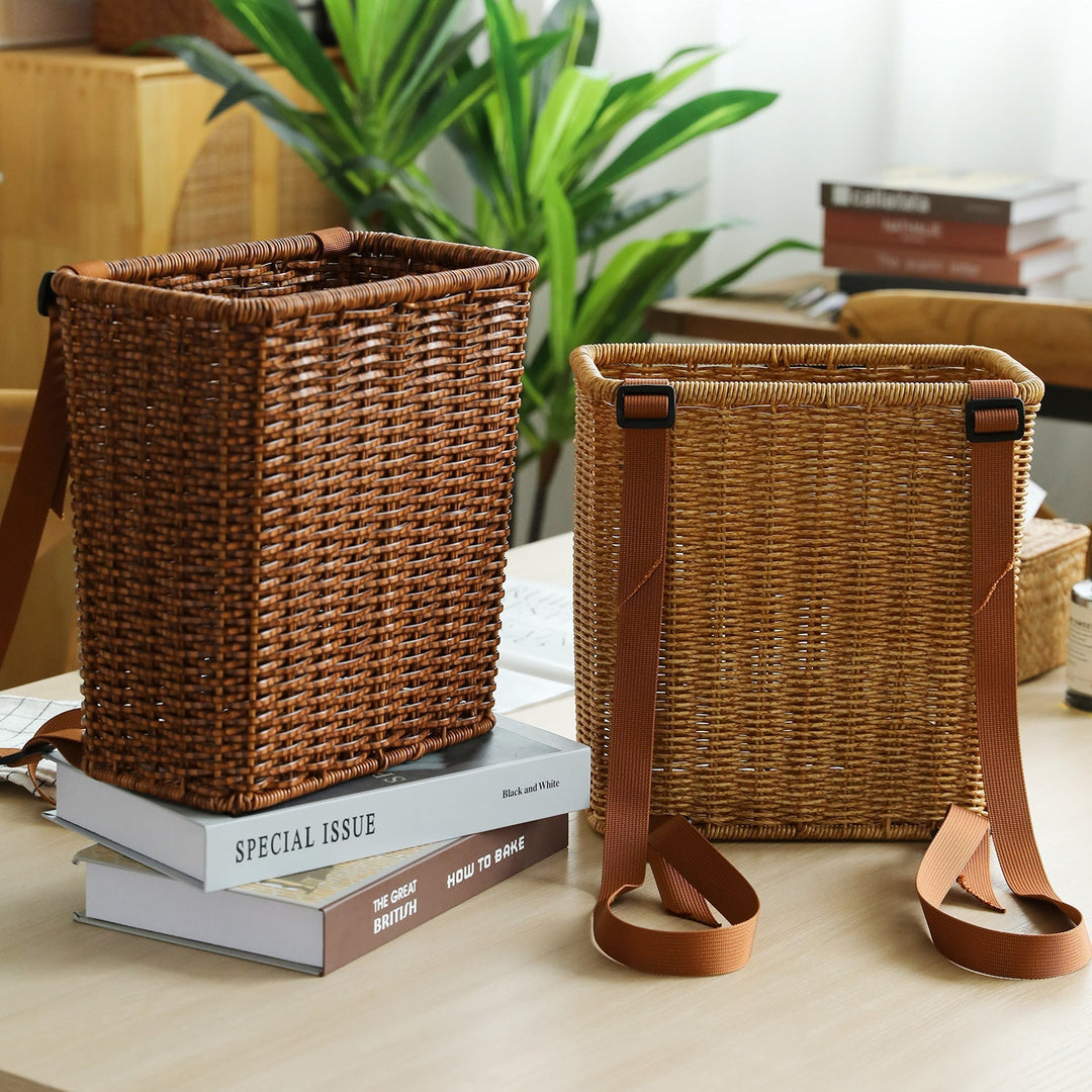 Handcrafted Wicker Storage Basket with Adjustable Strap Kalsten