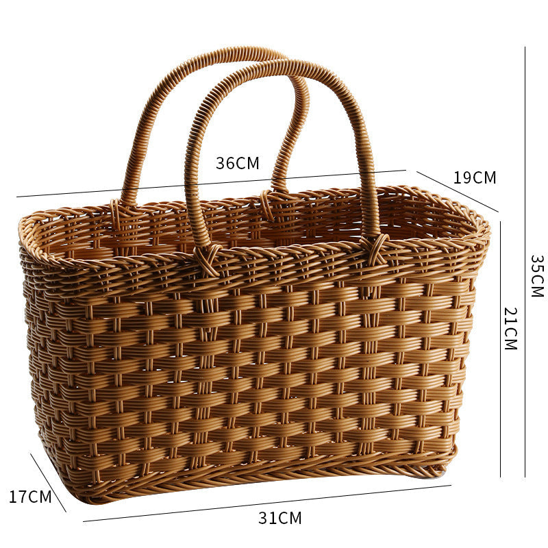 Unisex Handwoven Shopping Basket with Two Handles Kalsten