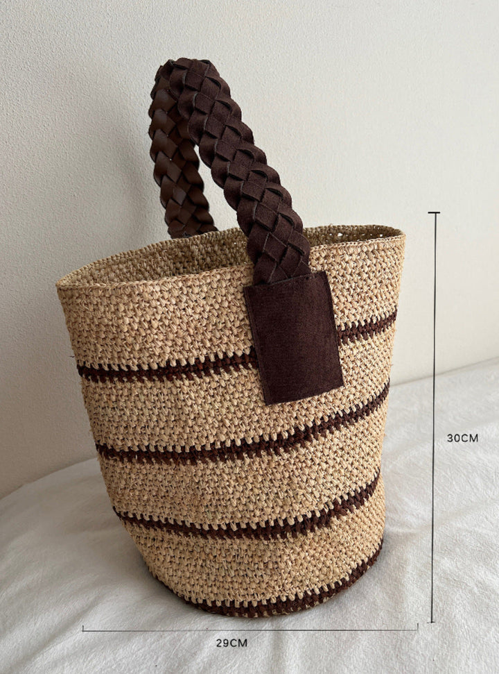 Handmade straw bag with fashionable striped pattern Kalsten