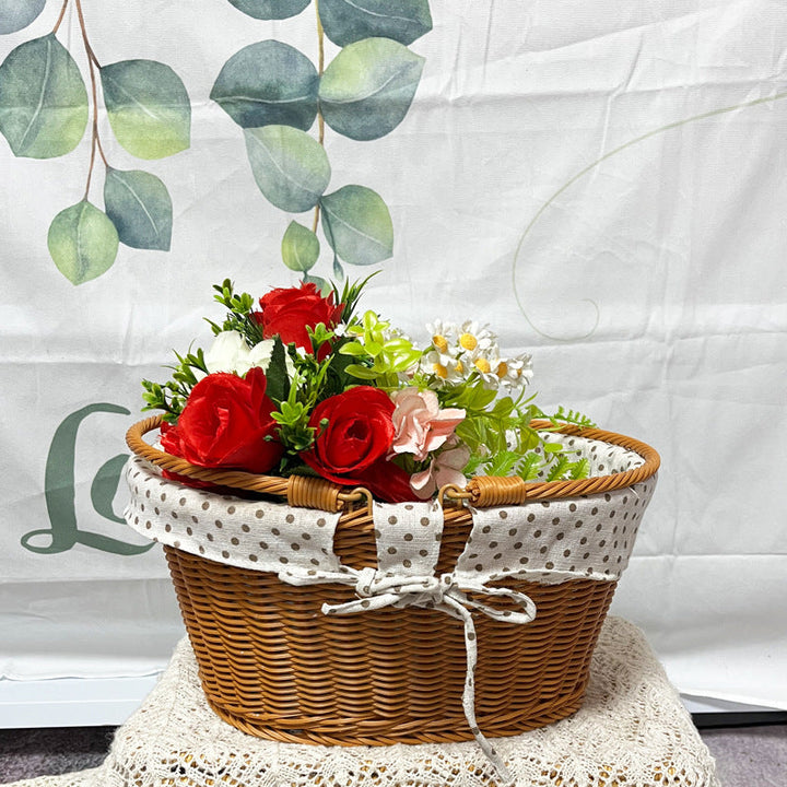 Ladies Elegant Braided Basket with Removable Fabric Insert Kalsten