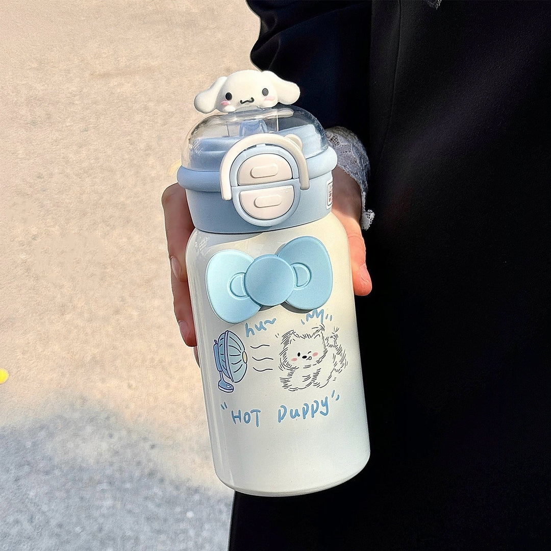 Women's creative water bottle with interactive lid and cute Kalsten design
