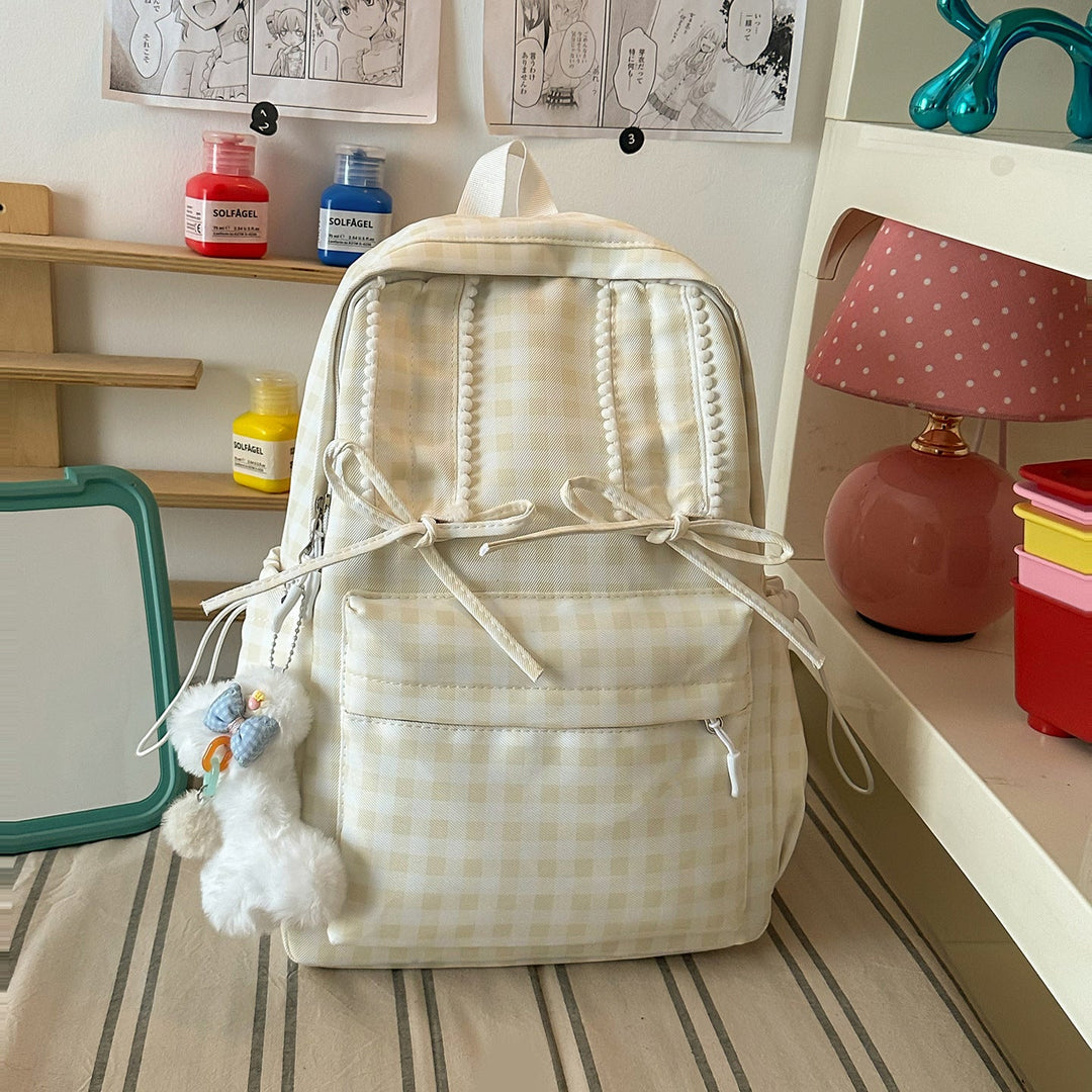 Casual Checked School Backpack