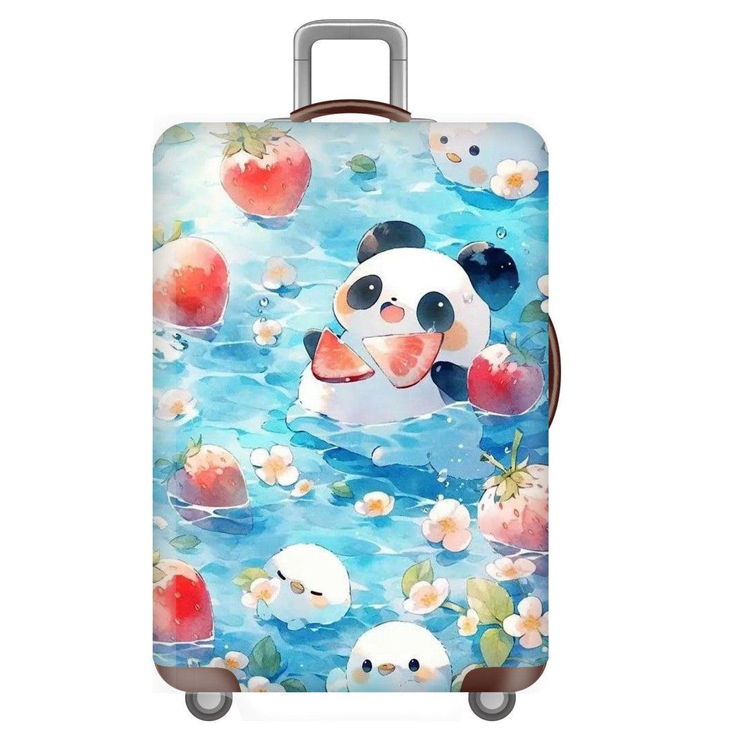 Unisex non-elastic suitcase cover for hard shell trolley with cute panda design, stretch protective cover with handle and wheel openings Kalsten
