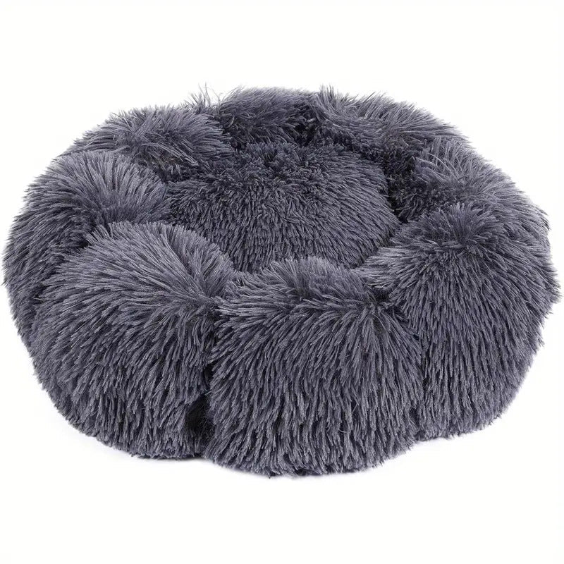 Plush Round Furry Dog Bed
