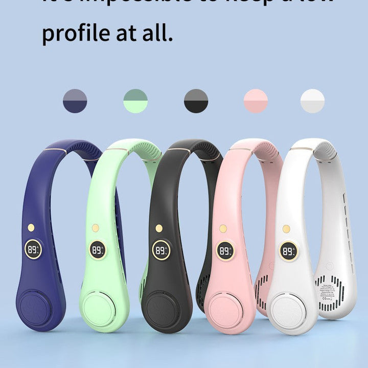 Women's Portable Neck Fan with Temperature Display Kalsten