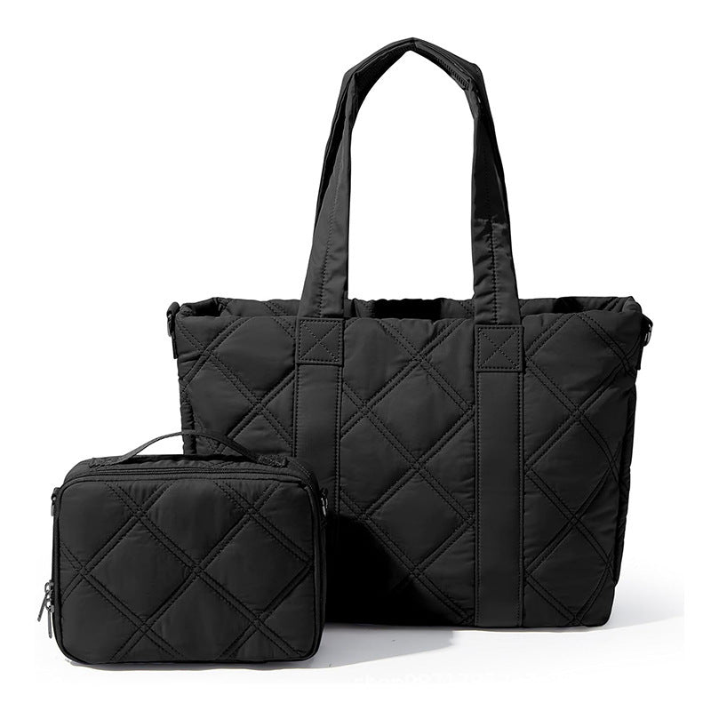 Elegant and Versatile Fabric Handbag with Detachable Cosmetic Bag Kalsten