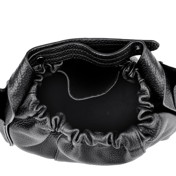 Textured Leather Drawstring Satchel Kalsten