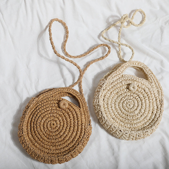 Handcrafted Round Wicker Bag with Elegant Closure Kalsten