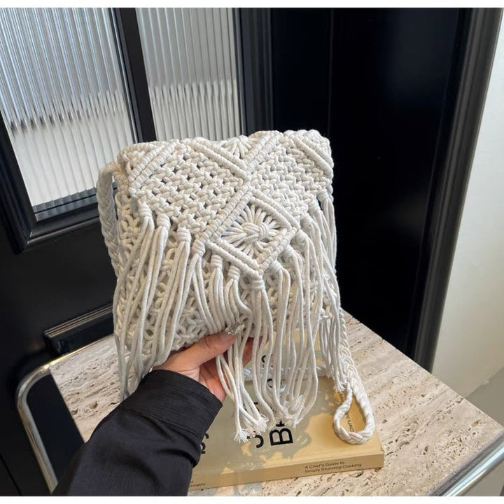 Macramé shoulder bag with fringed details Kalsten