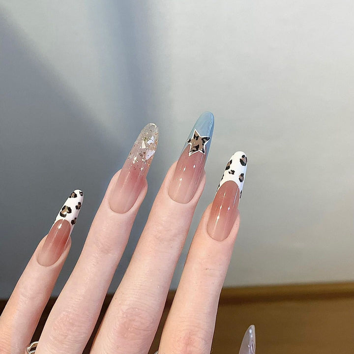 Artificial nails with creative glitter effect and animal design Kalsten
