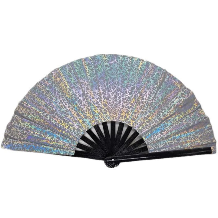 Ladies fan made of lightweight fabric with colorful geometric design Kalsten